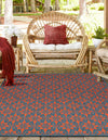 Seaside Lattice Collection Area Rug -  Whitby Square Blue and Red  lifestyle 147