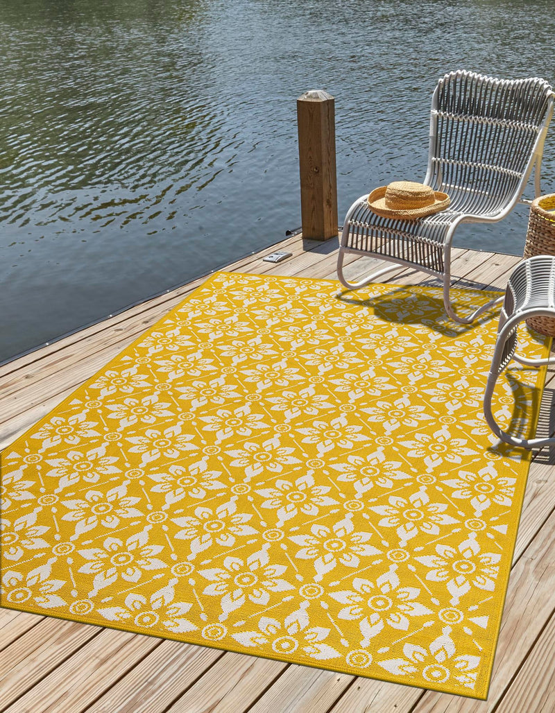 Seaside Lattice Collection Area Rug -  Whitby Rectangle Yellow  lifestyle 3