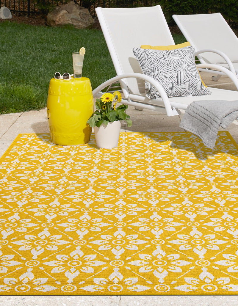 Seaside Lattice Collection Area Rug -  Whitby Rectangle Yellow  lifestyle 43