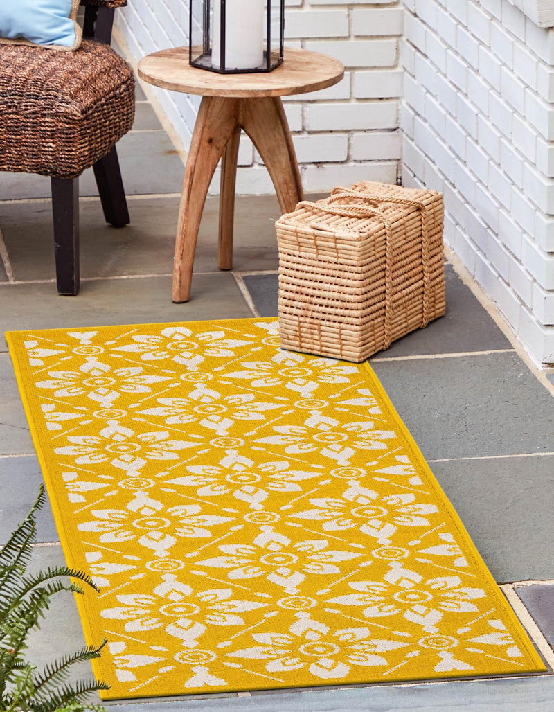 Seaside Lattice Collection Area Rug -  Whitby Runner Yellow  lifestyle 148