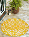 Seaside Lattice Collection Area Rug -  Whitby Round Yellow  lifestyle 104