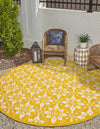 Seaside Lattice Collection Area Rug -  Whitby Round Yellow  lifestyle 194