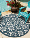 Seaside Lattice Collection Area Rug -  Whitby Round Navy Blue  lifestyle 62