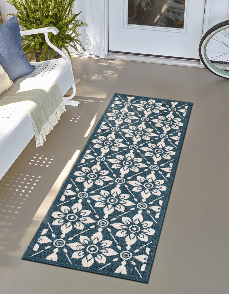 Seaside Lattice Collection Area Rug -  Whitby Runner Navy Blue  lifestyle 61