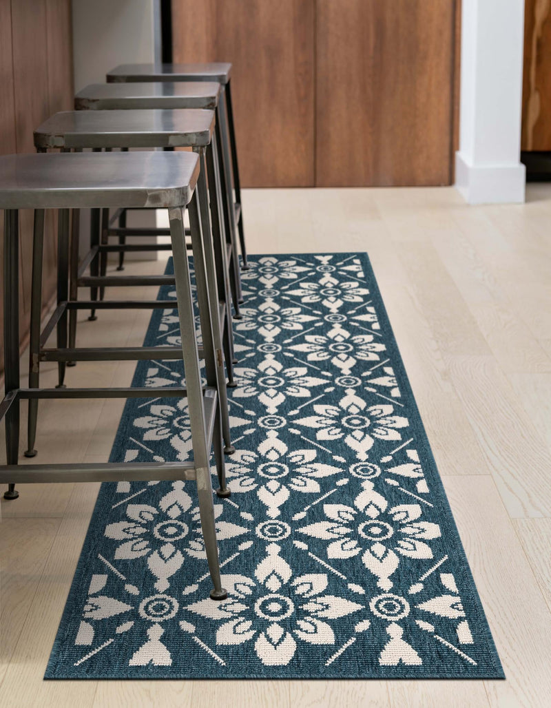 Seaside Lattice Collection Area Rug -  Whitby Runner Navy Blue  lifestyle 76