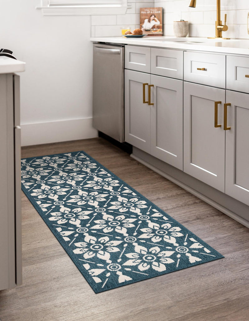 Seaside Lattice Collection Area Rug -  Whitby Runner Navy Blue  lifestyle 106