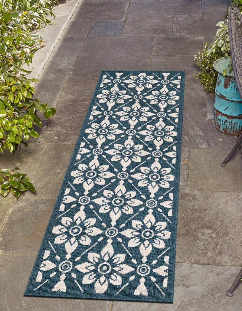 Seaside Lattice Collection Area Rug -  Whitby Runner Navy Blue  lifestyle 151