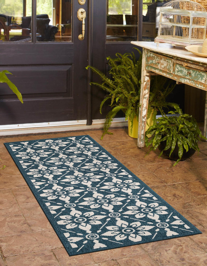 Seaside Lattice Collection Area Rug -  Whitby Runner Navy Blue  lifestyle 181