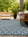 Seaside Lattice Collection Area Rug -  Whitby Square Navy Blue  lifestyle 123