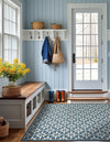 Seaside Lattice Collection Area Rug -  Whitby Square Navy Blue  lifestyle 138