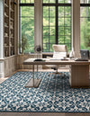 Seaside Lattice Collection Area Rug -  Whitby Square Navy Blue  lifestyle 198