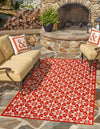 Seaside Lattice Collection Area Rug -  Whitby Rectangle Rust Red  lifestyle 15