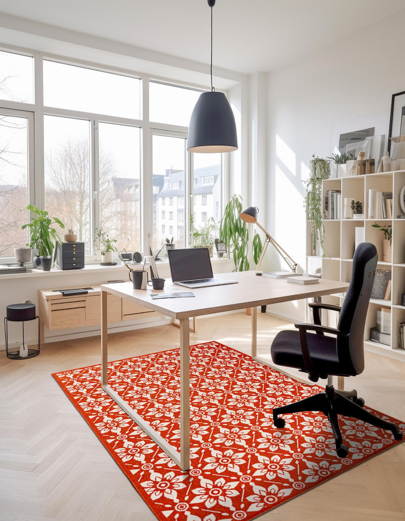 Seaside Lattice Collection Area Rug -  Whitby Rectangle Rust Red  lifestyle 20