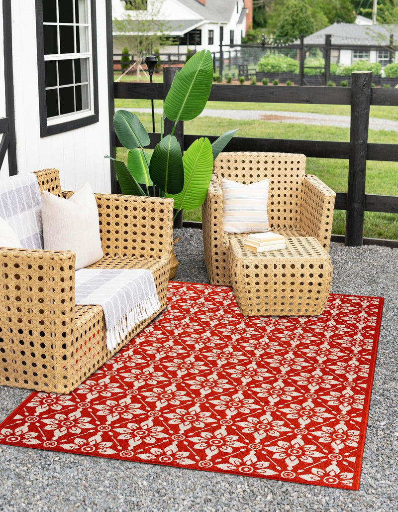 Seaside Lattice Collection Area Rug -  Whitby Rectangle Rust Red  lifestyle 35