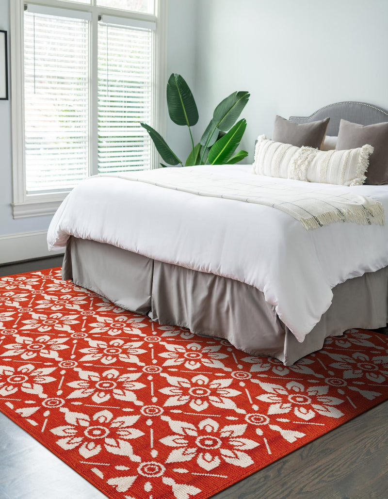 Seaside Lattice Collection Area Rug -  Whitby Rectangle Rust Red  lifestyle 40