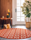 Seaside Lattice Collection Area Rug -  Whitby Round Rust Red  lifestyle 110