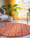 Seaside Lattice Collection Area Rug -  Whitby Round Rust Red  lifestyle 140