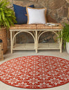 Seaside Lattice Collection Area Rug -  Whitby Round Rust Red  lifestyle 185