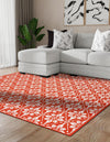 Seaside Lattice Collection Area Rug -  Whitby Square Rust Red  lifestyle 81