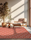 Seaside Lattice Collection Area Rug -  Whitby Square Rust Red  lifestyle 141