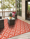 Seaside Lattice Collection Area Rug -  Whitby Square Rust Red  lifestyle 156