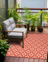 Seaside Lattice Collection Area Rug -  Whitby Square Rust Red  lifestyle 186