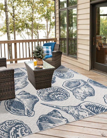 Seaside Haven Rugs Collection Area Rug -  Lighthouse (Ivory and Navy Blue)