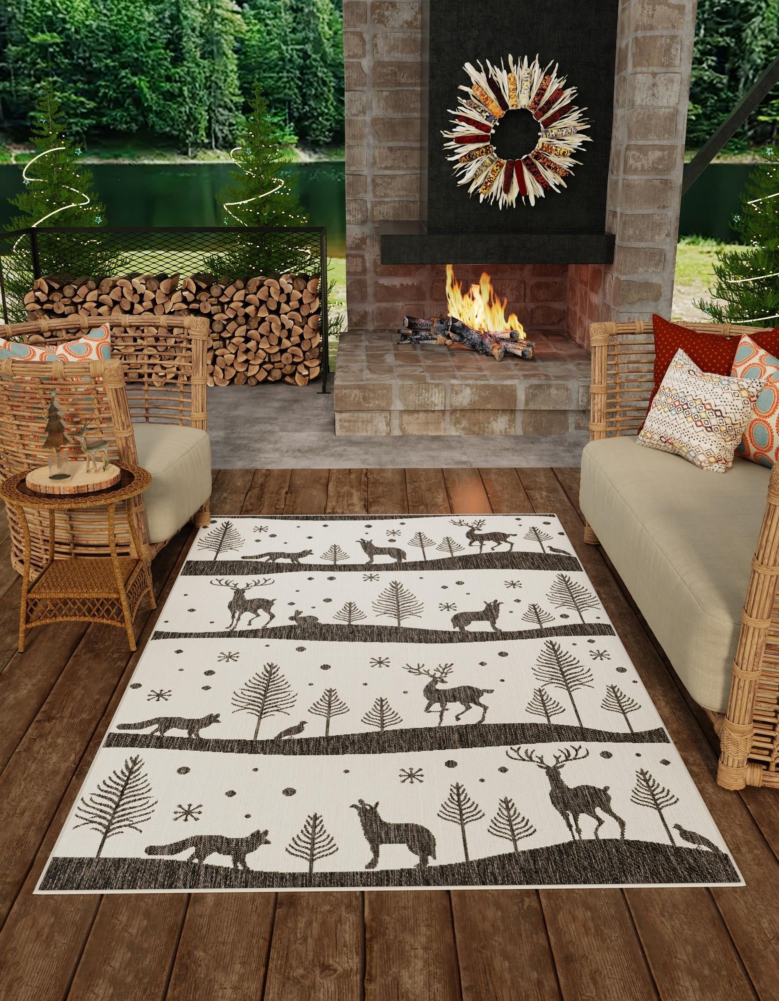 Garden Festivity Collection Area Rug - Evergreen