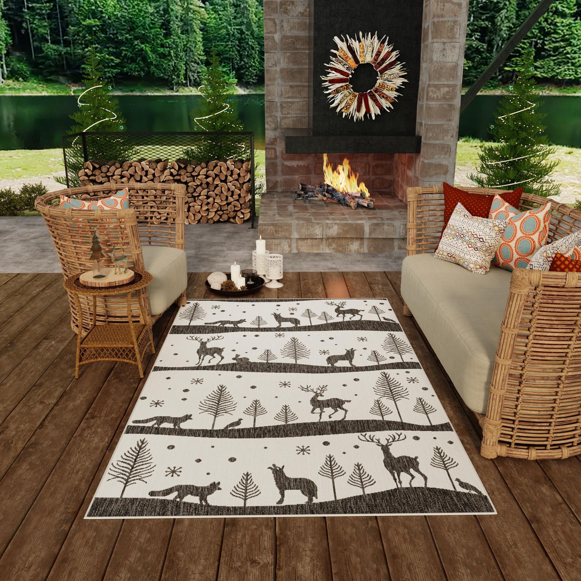 Garden Festivity Collection Area Rug - Evergreen