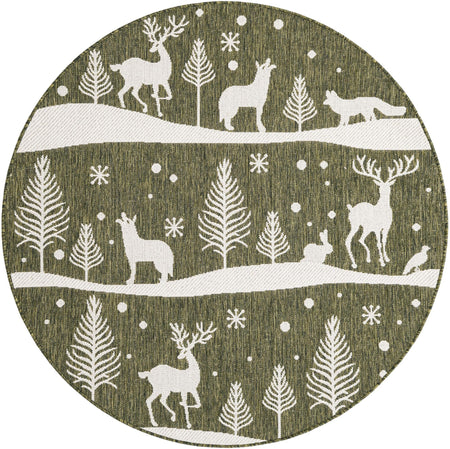 Garden Festivity Collection Area Rug - Evergreen