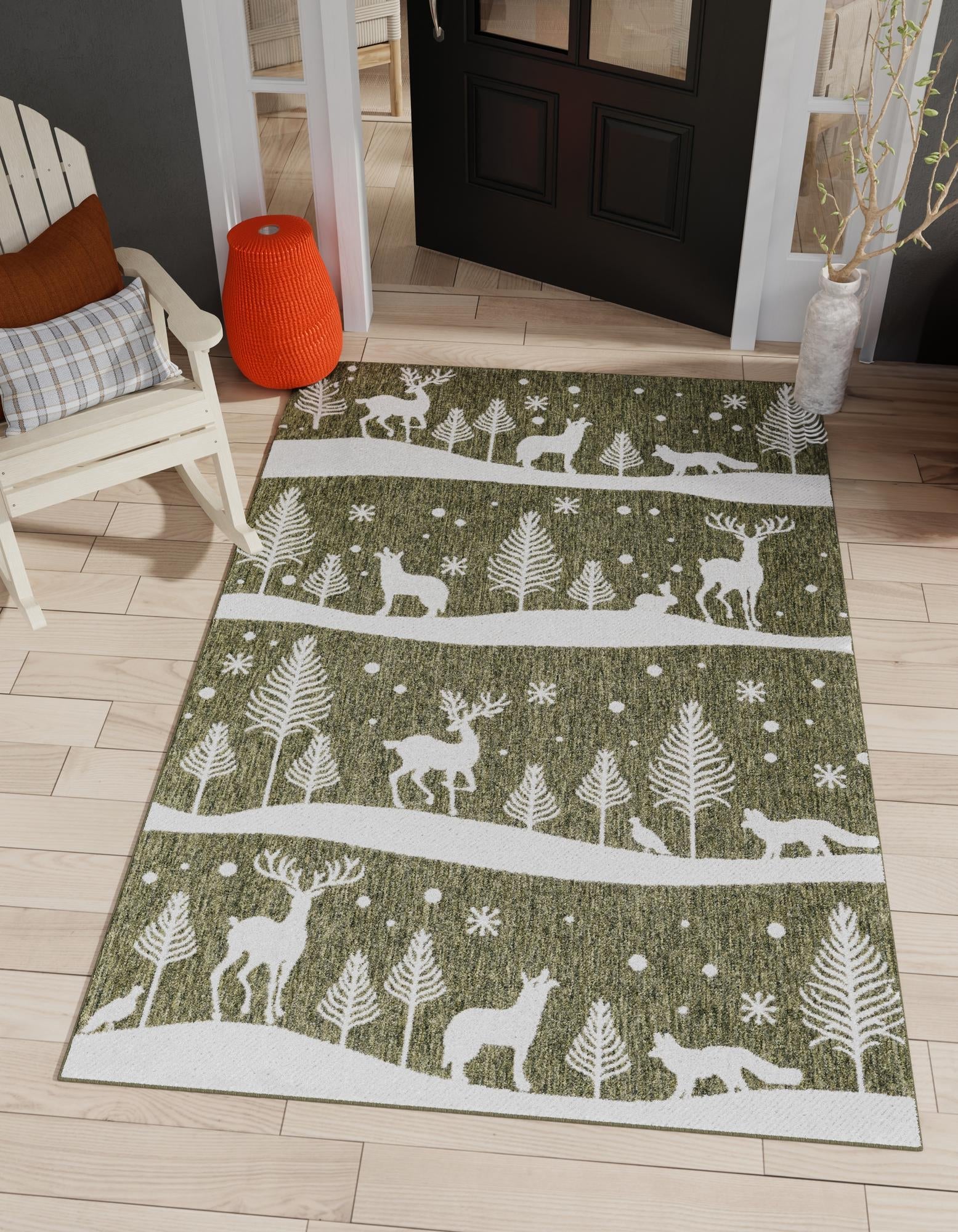 Garden Festivity Collection Area Rug - Evergreen