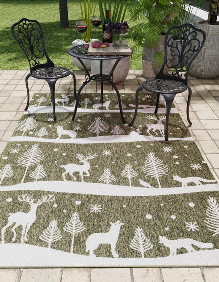 Garden Festivity Collection Area Rug - Evergreen