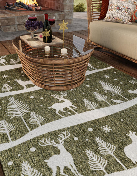 Garden Festivity Collection Area Rug - Evergreen