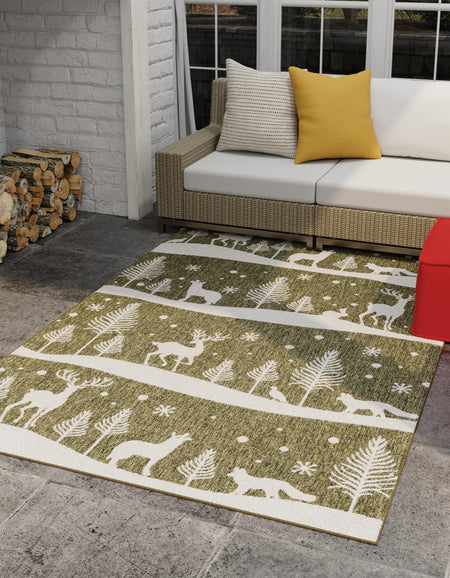 Garden Festivity Collection Area Rug - Evergreen