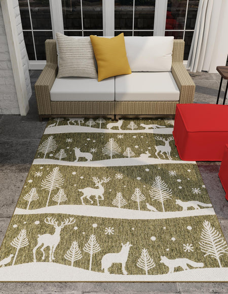 Garden Festivity Collection Area Rug - Evergreen