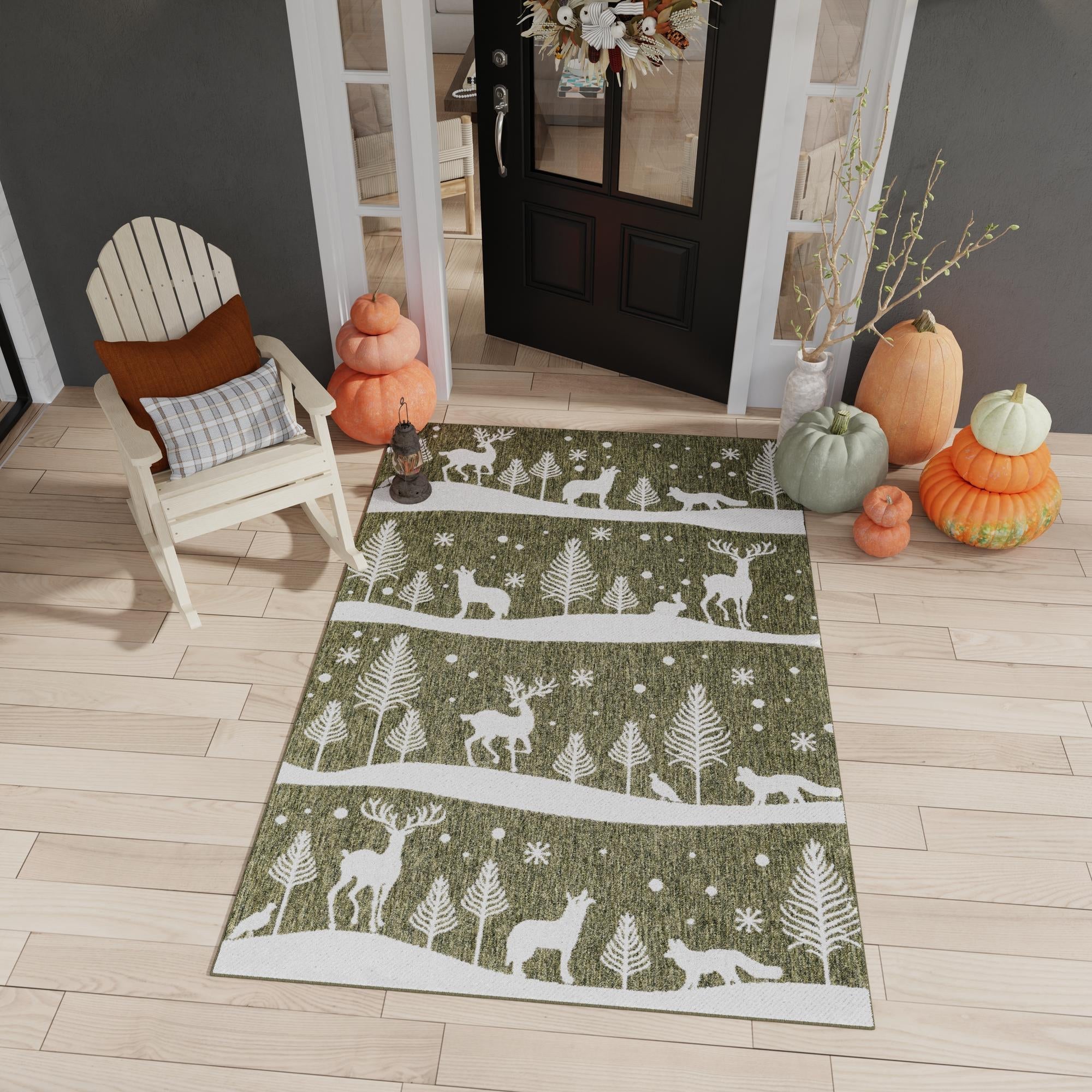 Garden Festivity Collection Area Rug - Evergreen