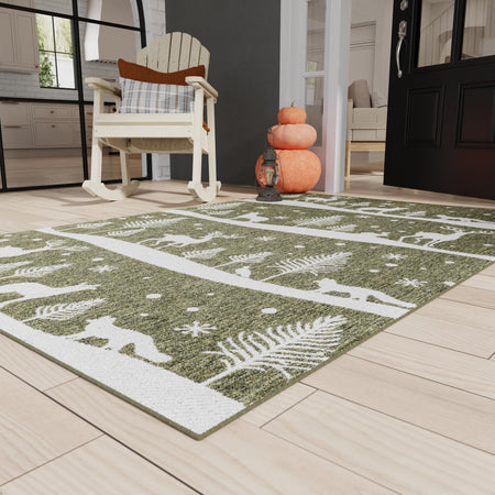 Garden Festivity Collection Area Rug - Evergreen