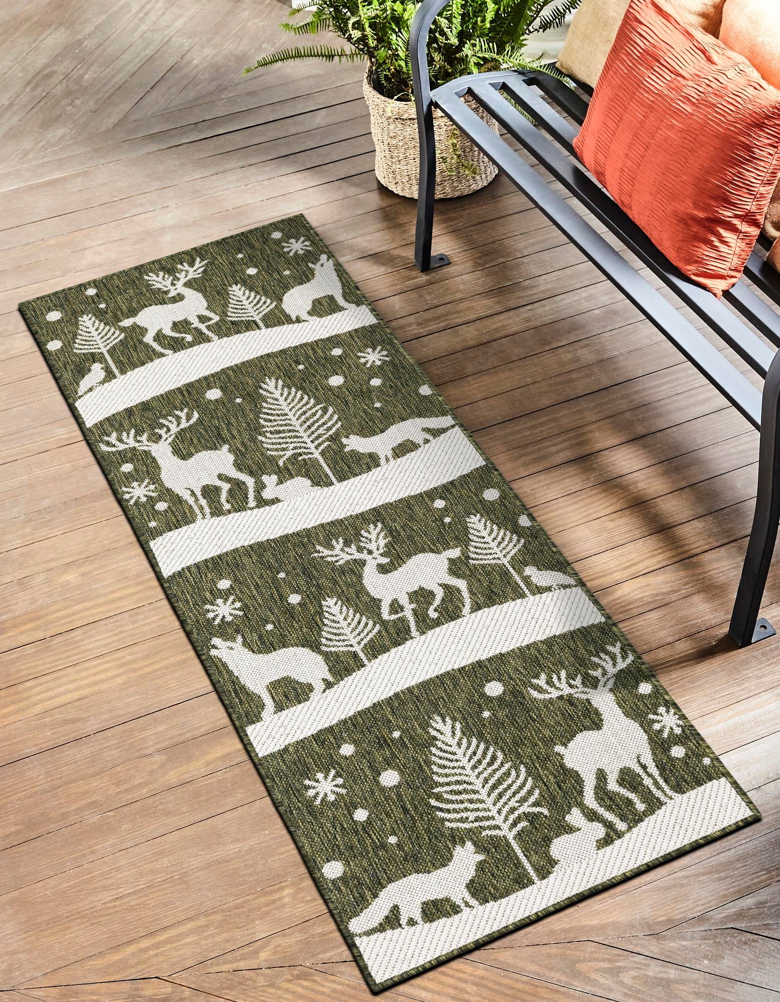 Garden Festivity Collection Area Rug - Evergreen