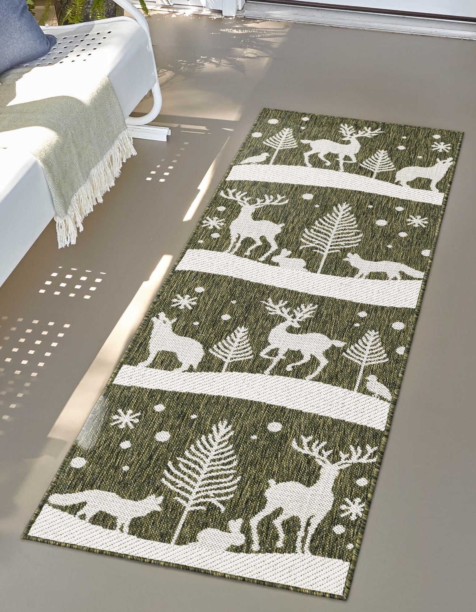 Garden Festivity Collection Area Rug - Evergreen