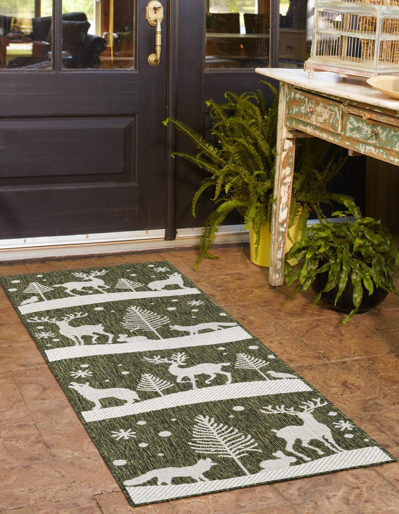 Garden Festivity Collection Area Rug - Evergreen