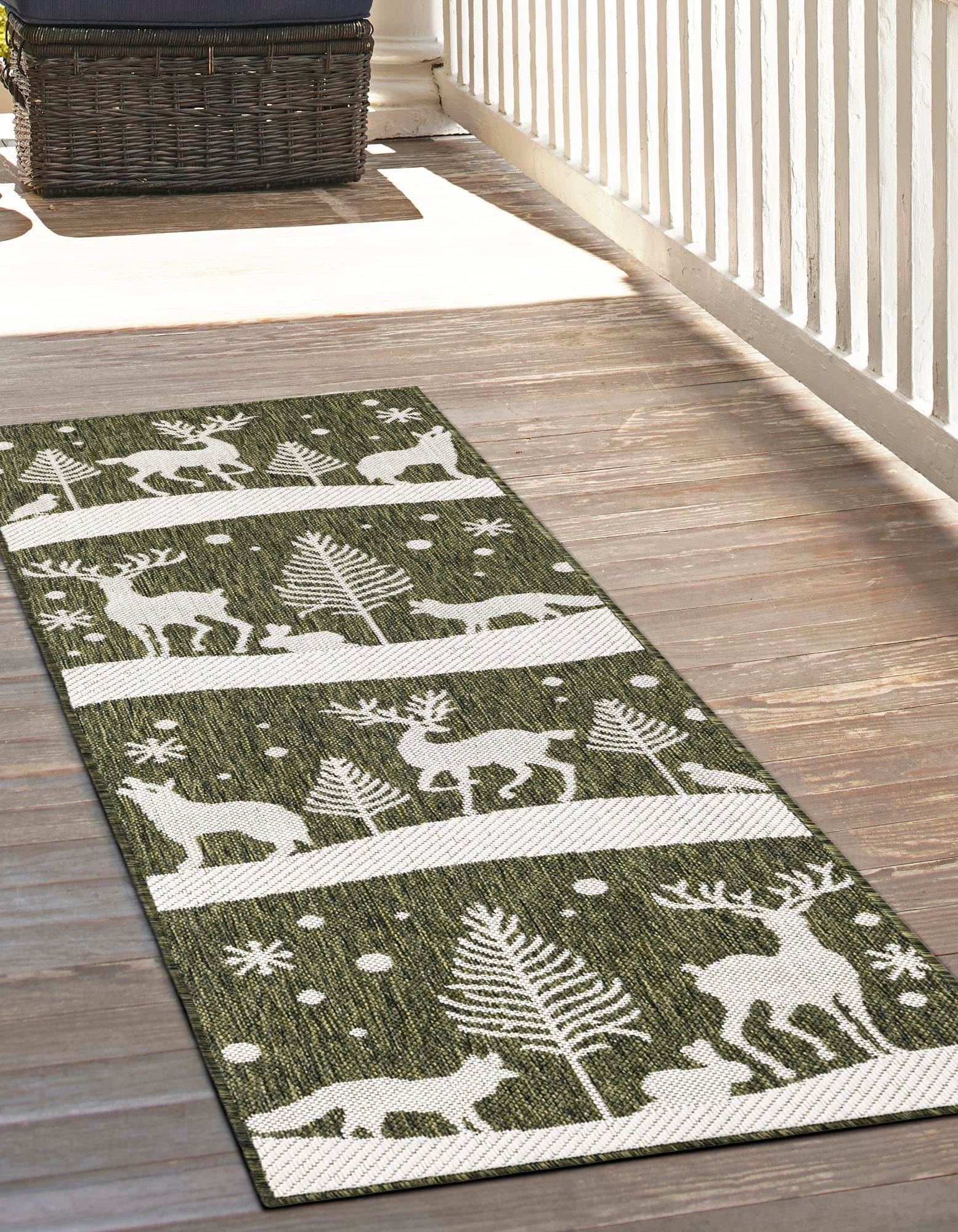 Garden Festivity Collection Area Rug - Evergreen