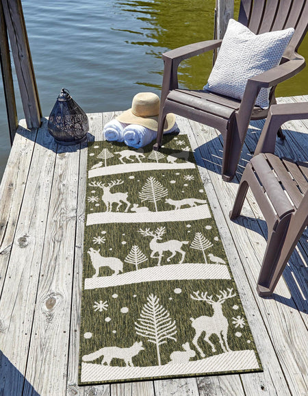 Garden Festivity Collection Area Rug - Evergreen