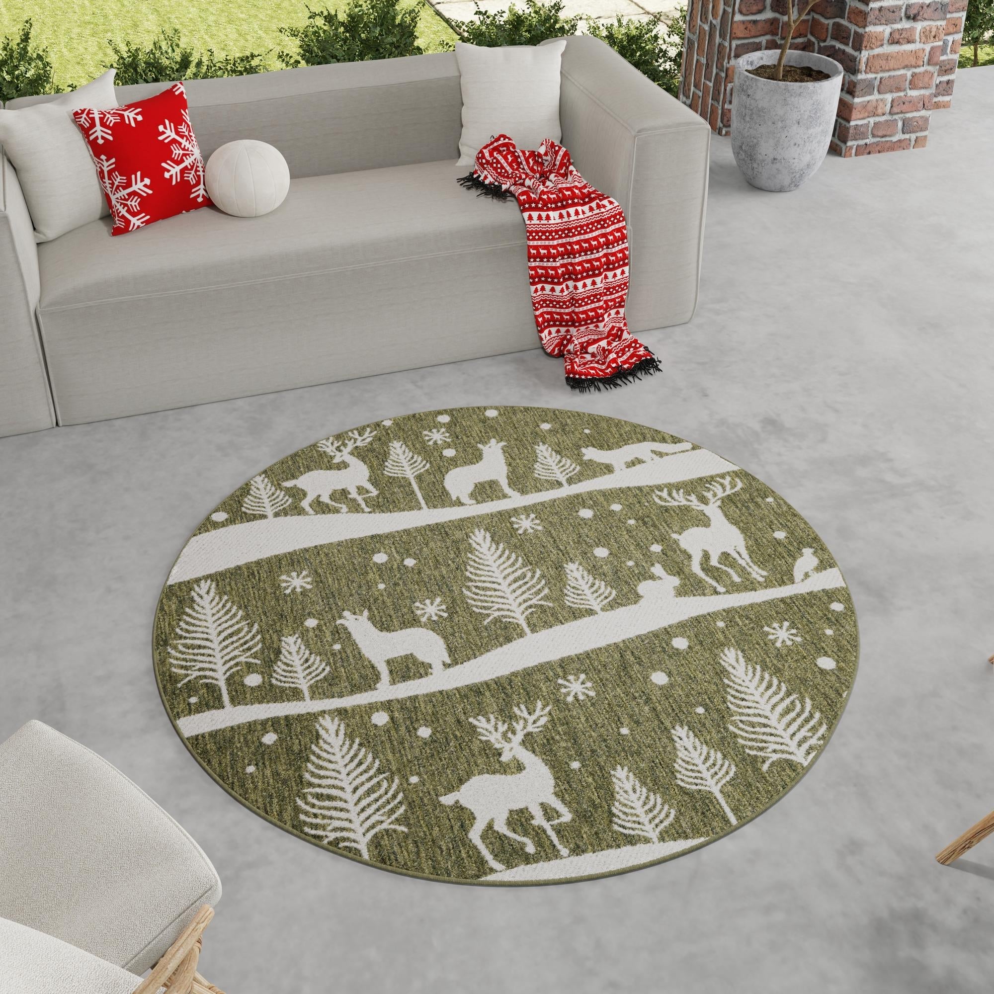 Garden Festivity Collection Area Rug - Evergreen