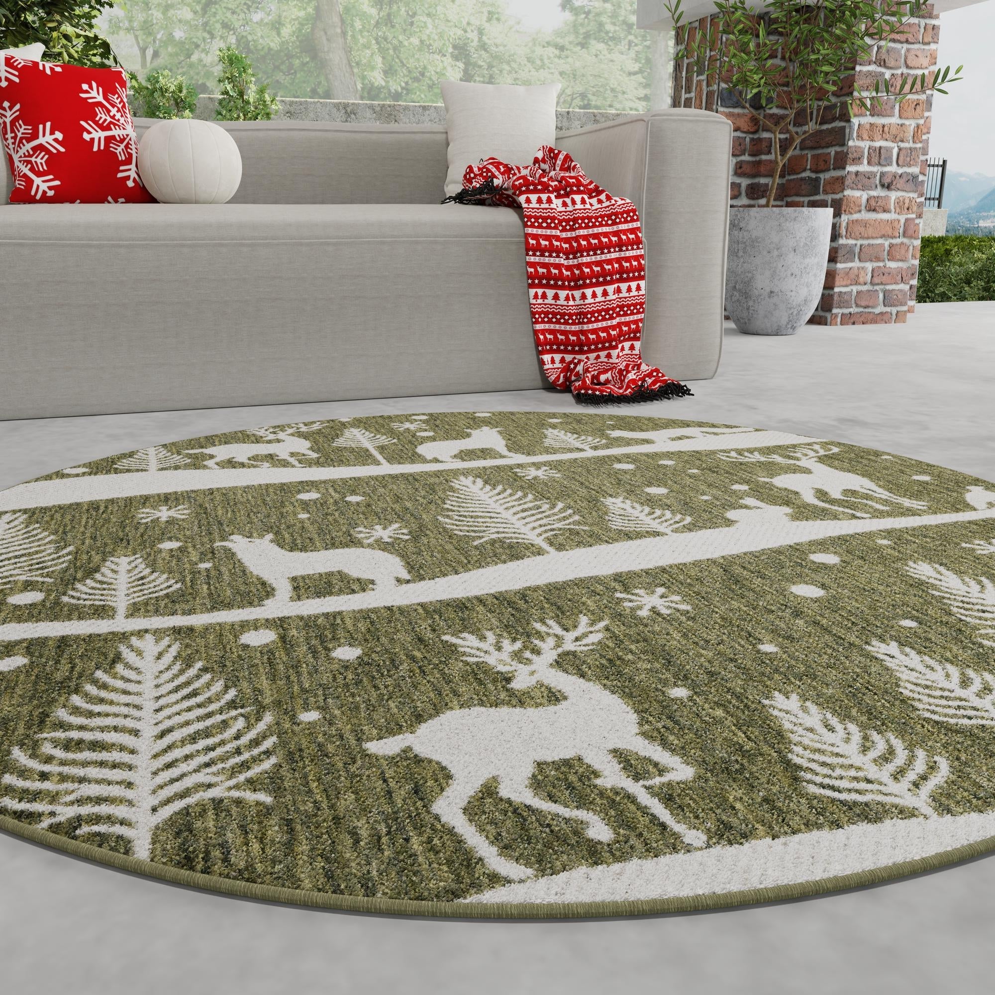 Garden Festivity Collection Area Rug - Evergreen