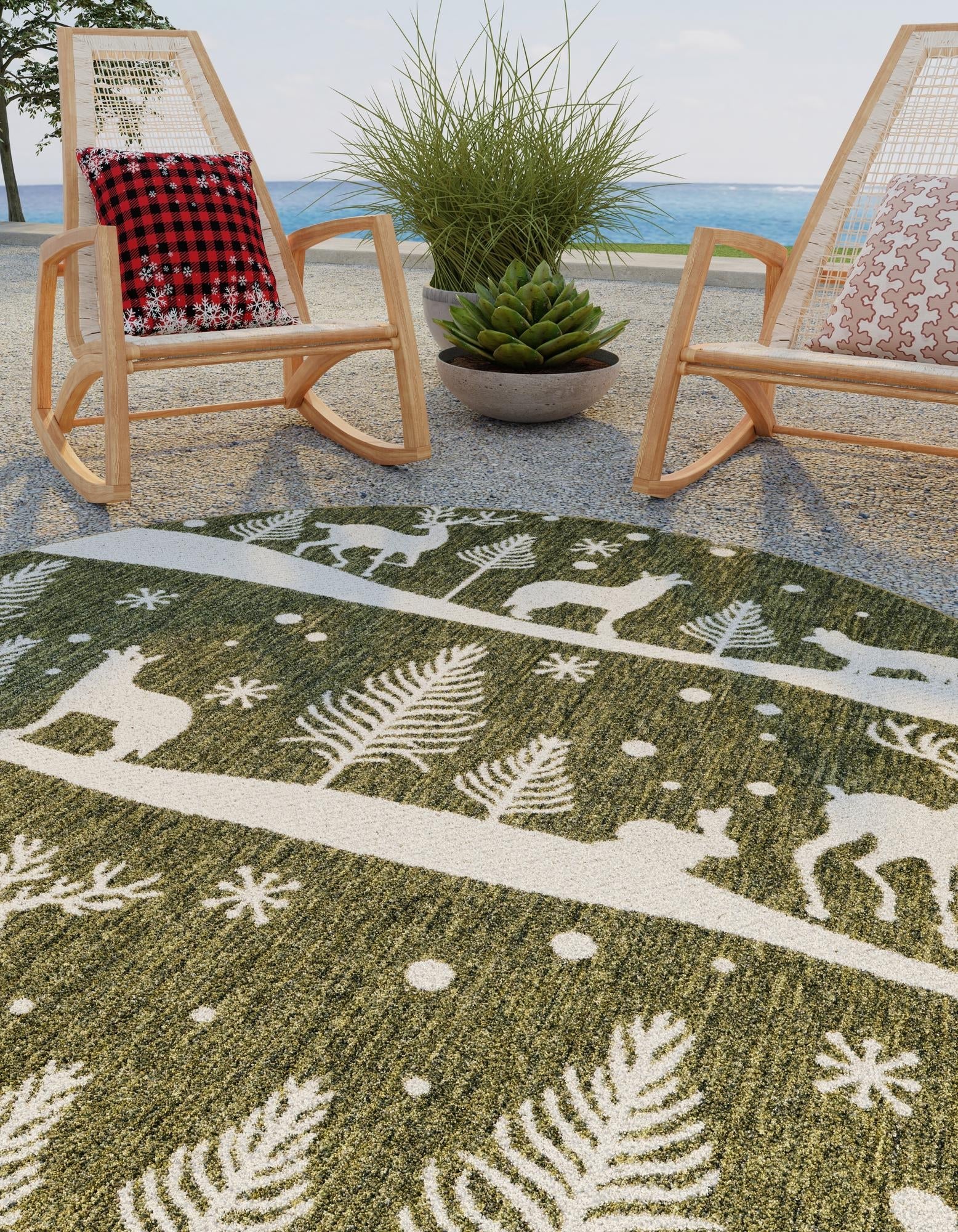 Garden Festivity Collection Area Rug - Evergreen