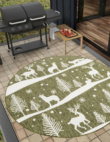 Garden Festivity Collection Area Rug - Evergreen