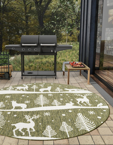 Garden Festivity Collection Area Rug - Evergreen