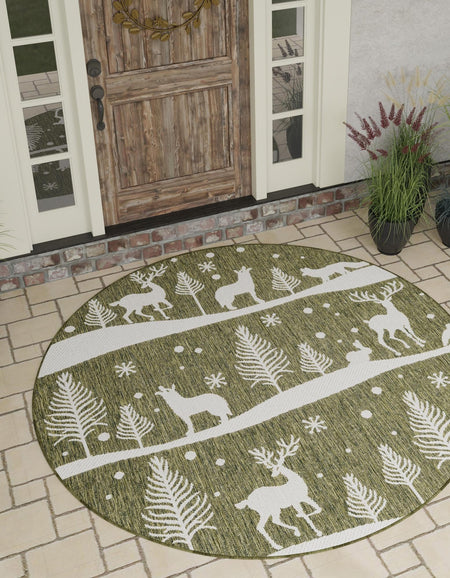 Garden Festivity Collection Area Rug - Evergreen