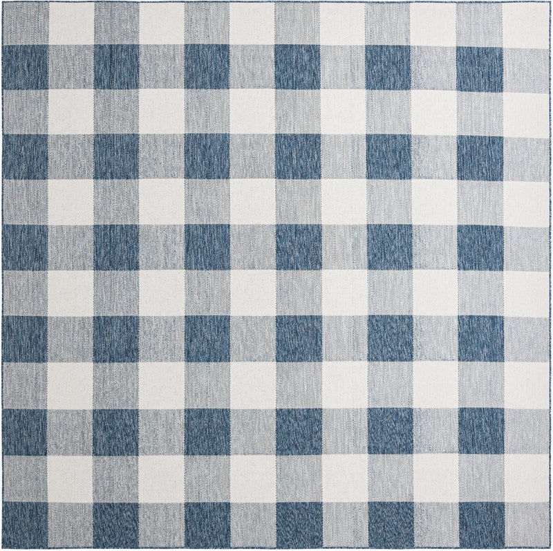 Patio Plaid Collection Area Rug - Veranda Square Blue Main