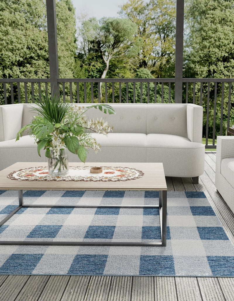 Patio Plaid Collection Area Rug - Veranda Rectangle Blue  lifestyle 3